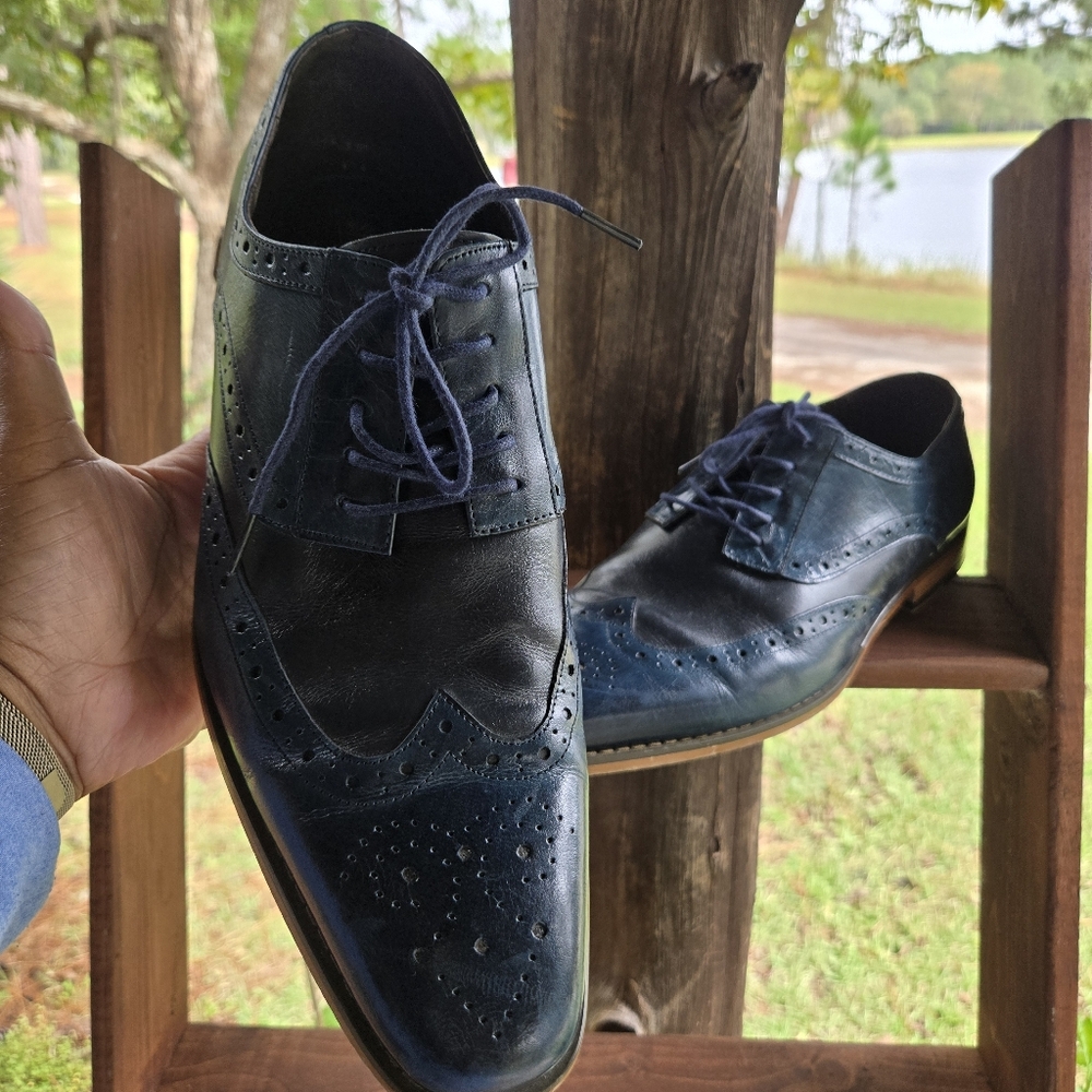 Stacy Adams Blue Two-tone Leather Derby Shoe Size 10.5